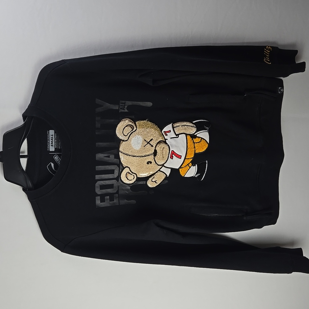 Civilized Mens Black Graphic "2195 "Kapernick Bear" Crewneck Sweatshirt Sz S